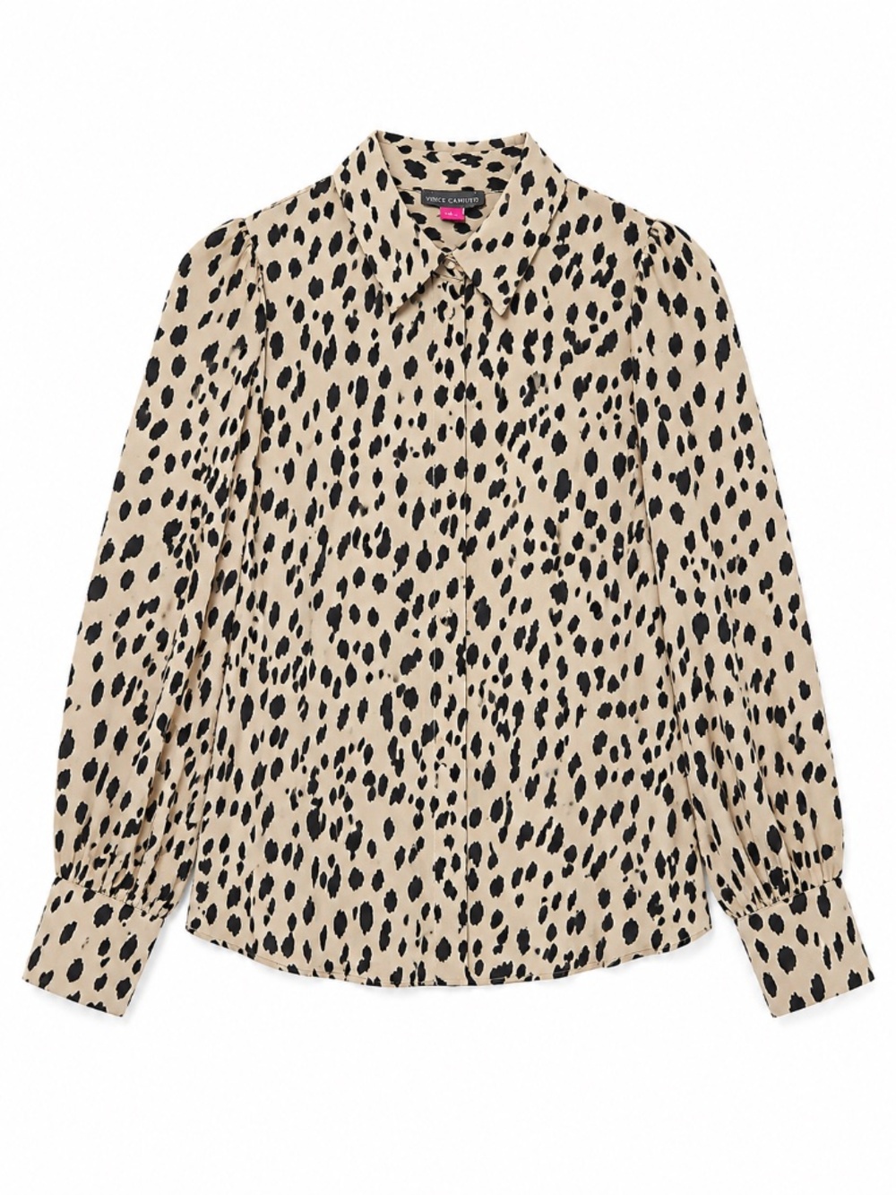 Vince Camuto leopard print button down shirt S work office luxury animal print